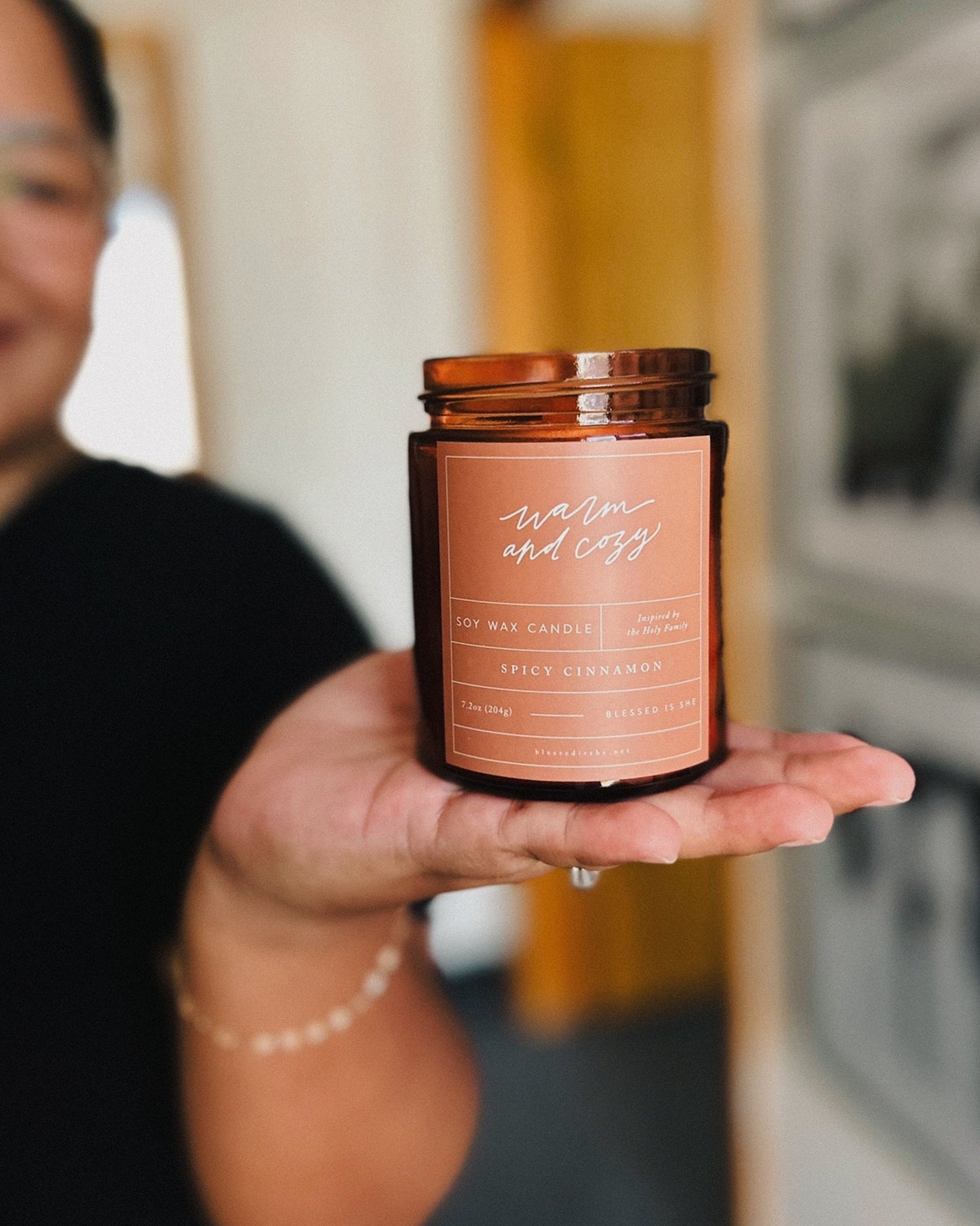 Warm and Cozy Candle – The Holy Family Soy Candle – 8 oz Spicy Cinnamon Wood Wick – Clean, Comforting Burn - Concordia Style Boutique