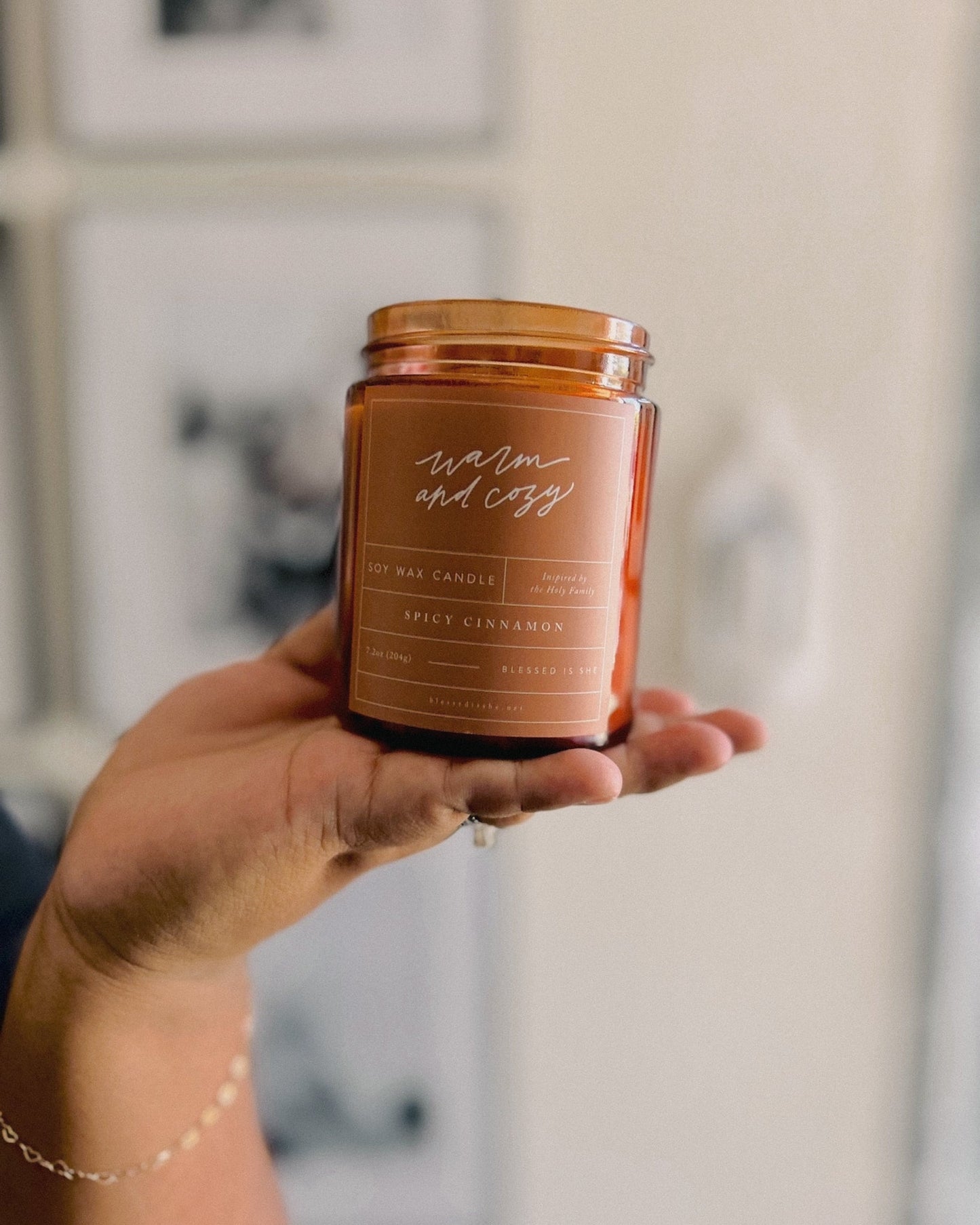 Warm and Cozy Candle – The Holy Family Soy Candle – 8 oz Spicy Cinnamon Wood Wick – Clean, Comforting Burn - Concordia Style Boutique