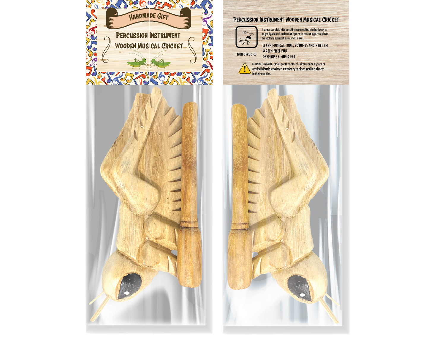 4" Dark Stained Wooden Musical Grasshopper Percussion Instrument - Premium Wooden Percussion Cricket from Music Frog Co - Just $15! Shop now at Concordia Style Boutique