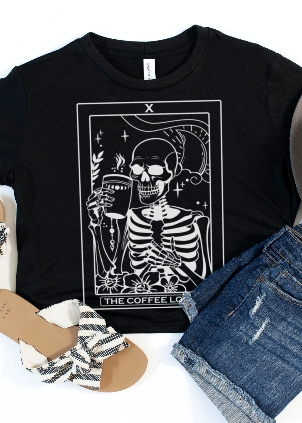 The Coffee Lover Skeleton Tarot Cropped Shirt - Concordia Style Boutique
