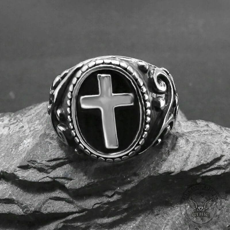Cross Pattern Stainless Steel Ring