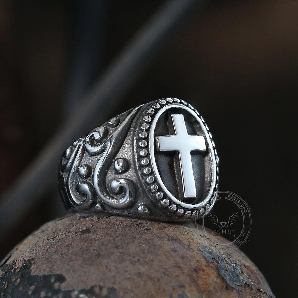Cross Pattern Stainless Steel Ring