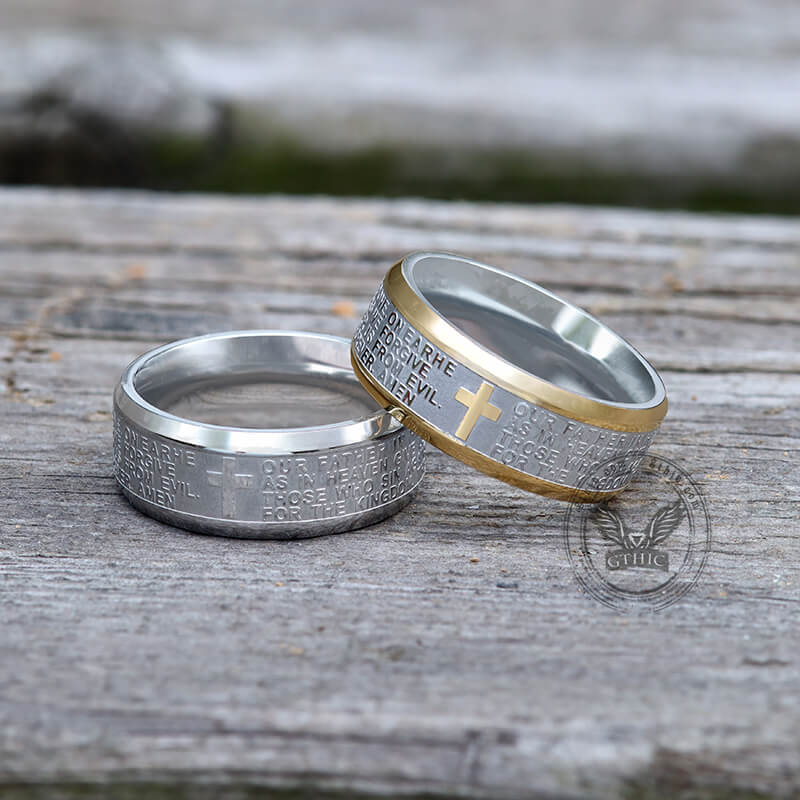 Cross Prayer Stainless Steel Christian Ring