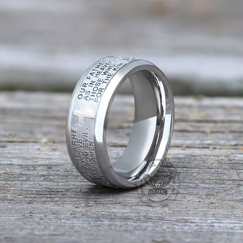 Cross Prayer Stainless Steel Christian Ring