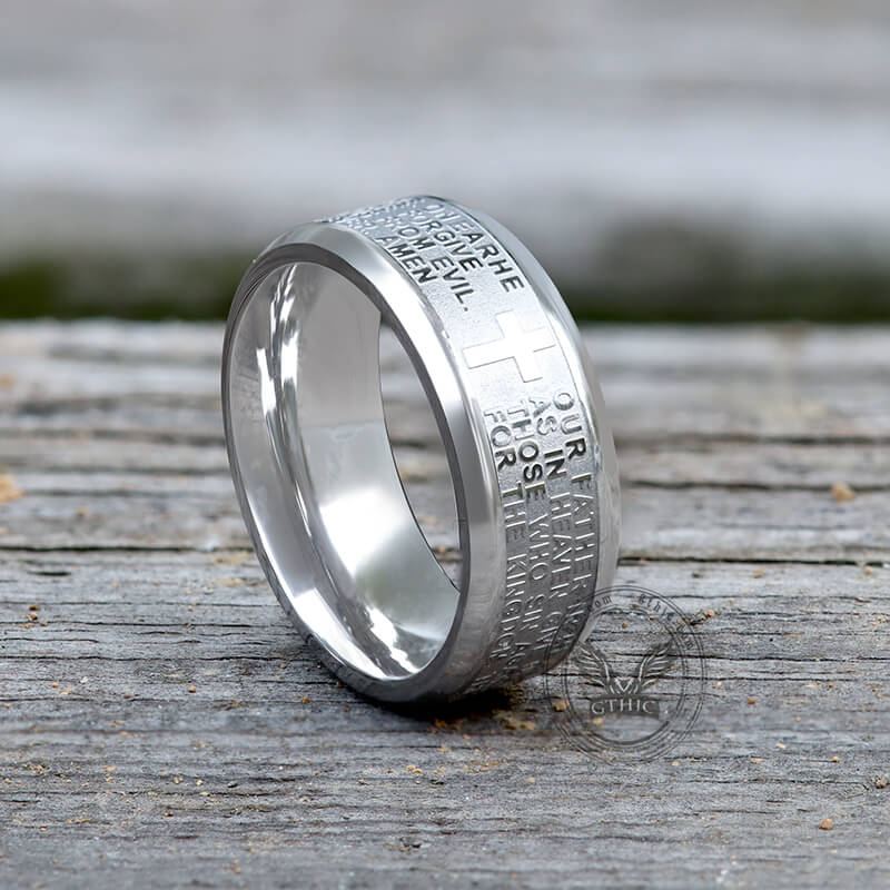 Cross Prayer Stainless Steel Christian Ring