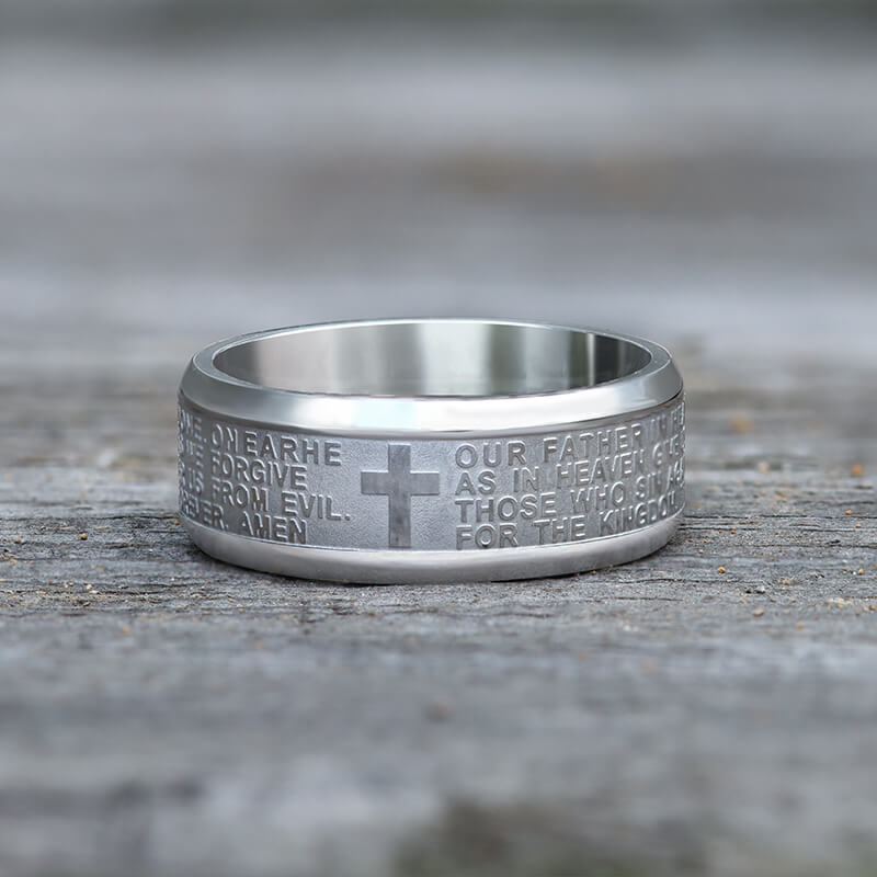 Cross Prayer Stainless Steel Christian Ring