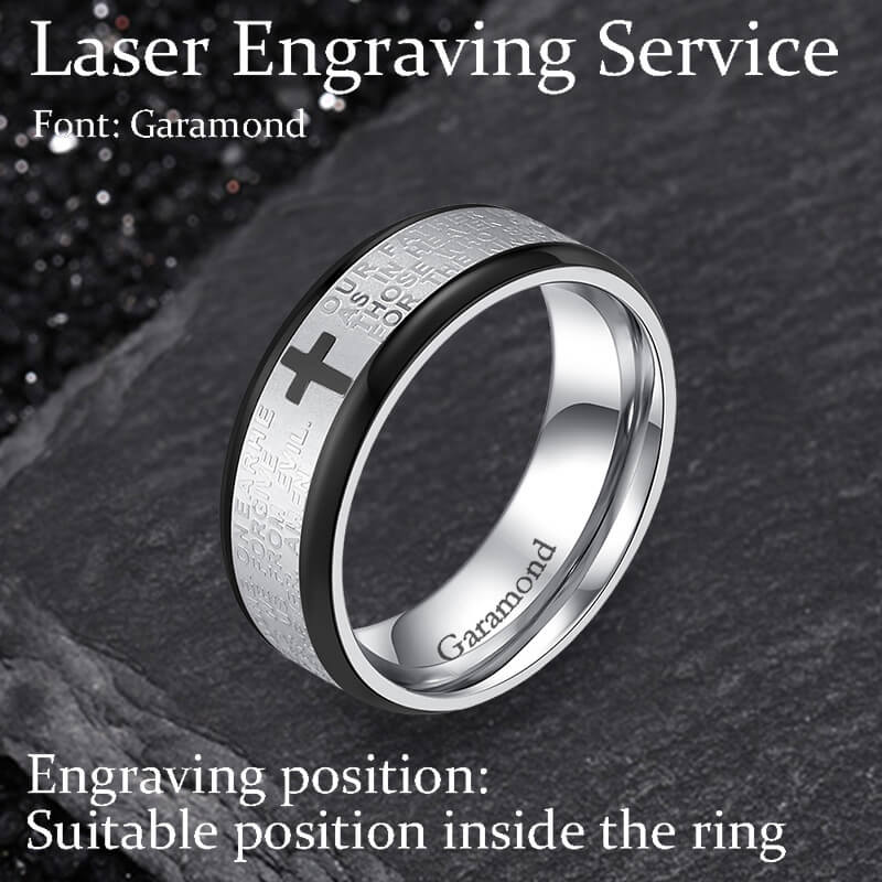 Cross Prayer Stainless Steel Christian Ring