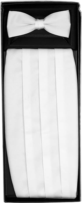 Vittorio Farina Men's Satin Cummerbund, Bow Tie and Pocket Square Set in Gift Box - Concordia Style Boutique