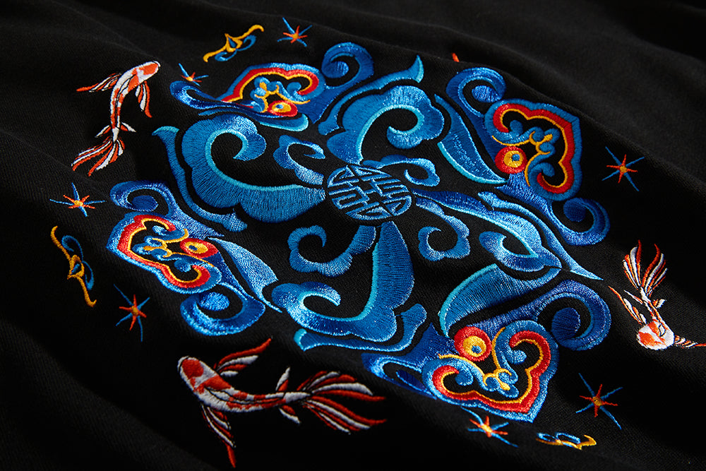 KH9201 Fish Art Embroidery Hoodie - Concordia Style Boutique