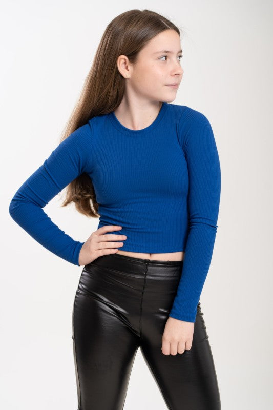 Girls Leather Bell Bottom Pants