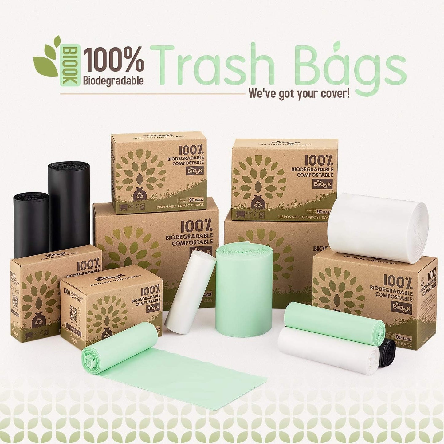 BIOOK Compostable Dog Poop Bags – Eco-Friendly, Leak-Proof, Certified Compostable