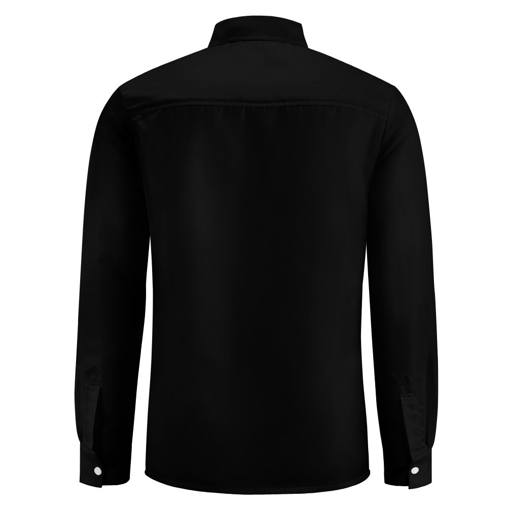 Casual One Pocket Long Sleeve Shirt - Black - Concordia Style Boutique