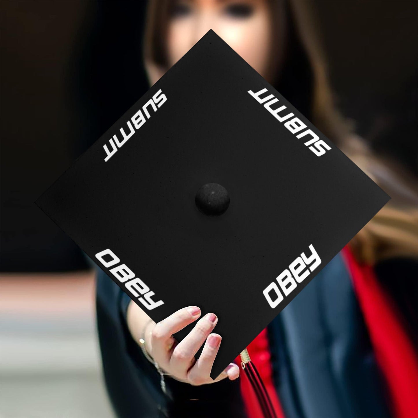 "Obey" - Graduation Cap Topper - Premium Graduation Cap Topper from Concordia Style Boutique - Just $36.98! Shop now at Concordia Style Boutique