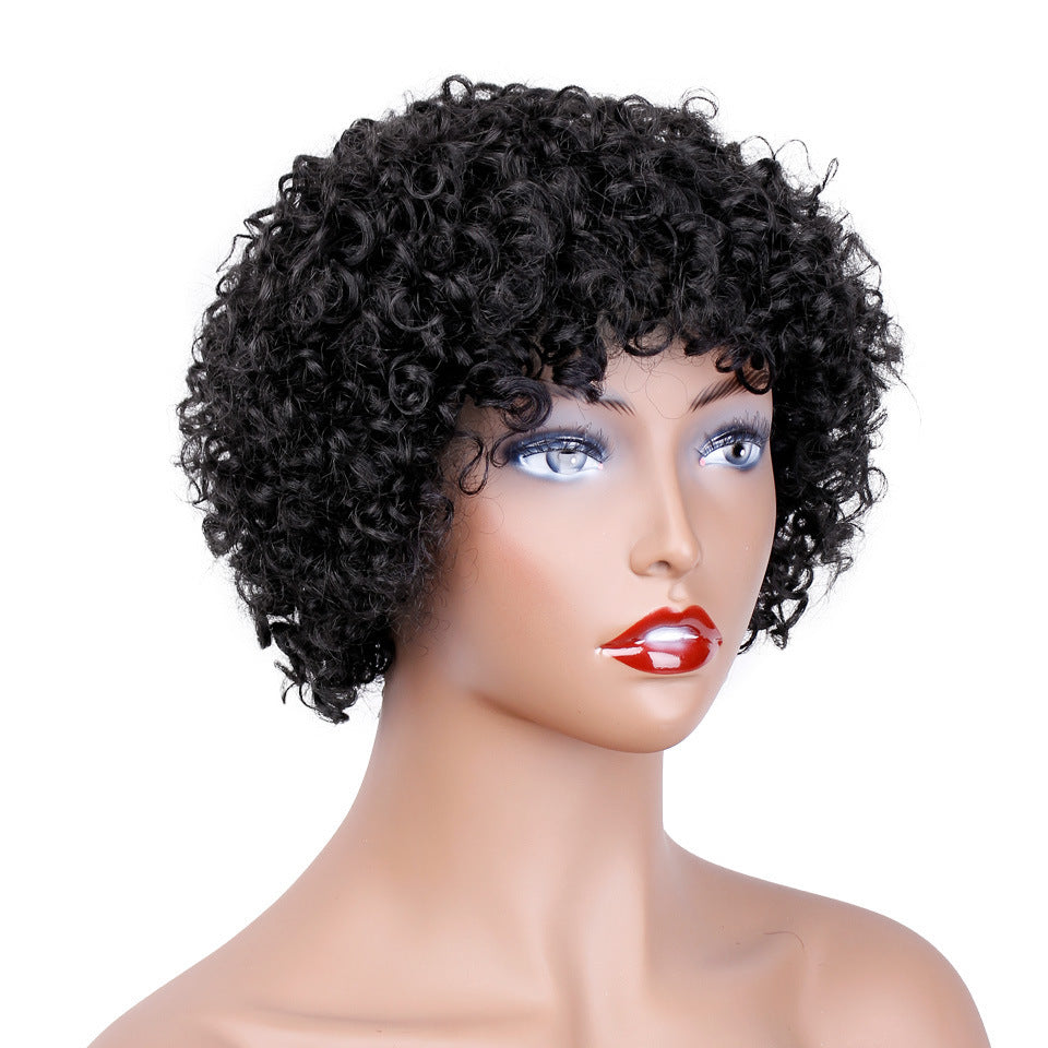 Short Curly Hair Wig - Real Human Hair - Concordia Style Boutique