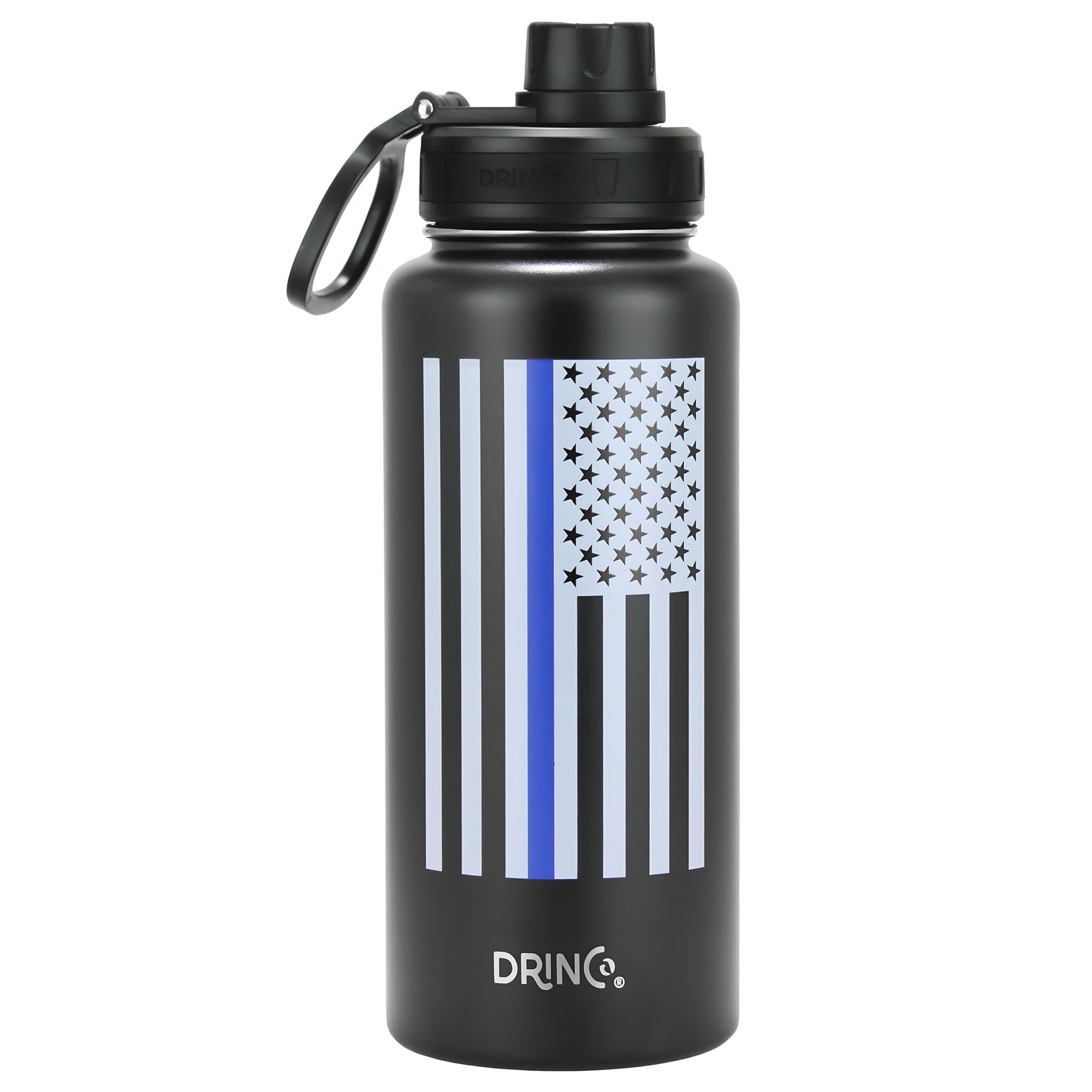 DRINCO® 32oz Stainless Steel Water Bottle-Thin Blue-Black - Concordia Style Boutique