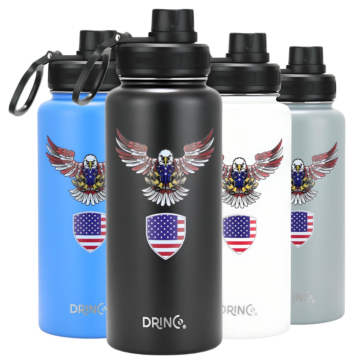 DRINCO® 32oz Stainless Steel Water Bottle-Eagle-Black - Concordia Style Boutique