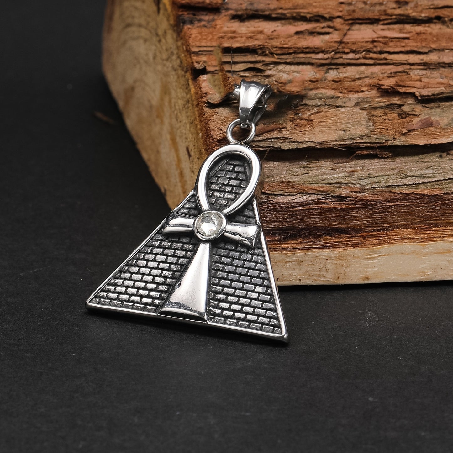 Hip Hop Ancient Egypt Horus Eye Pyramid Male Pendant Personality Cross Titanium Steel Necklace - Concordia Style Boutique
