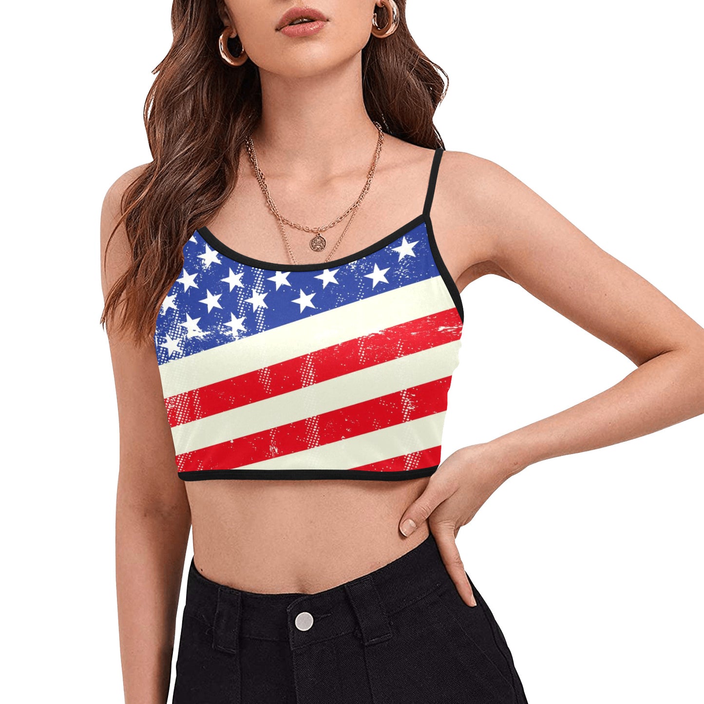 Women's Spaghetti Strap Crop Top - "Americana" - Premium Spaghetti Strap Crop Top from Concordia Style Boutique - Just $22.54! Shop now at Concordia Style Boutique