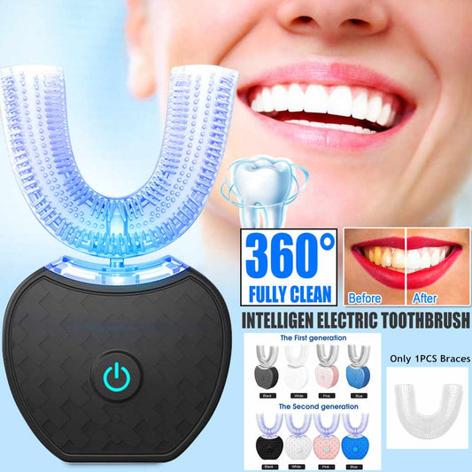 360 Degrees Intelligent Automatic Electric Toothbrush - Waterproof U Type Toothbrush - Whitening Blue Light - USB Charging - Concordia Style Boutique