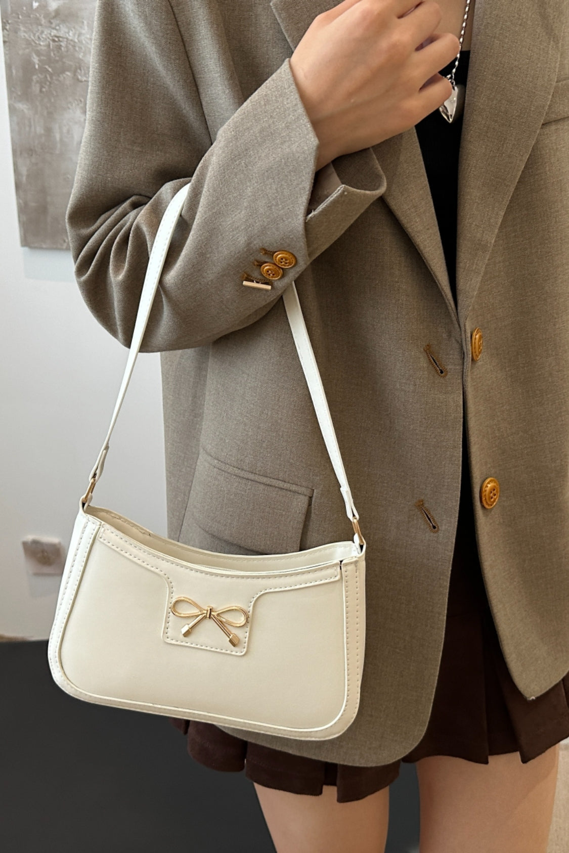 Bow Trim PU Leather Shoulder Bag - Premium Shoulder Bag from Concordia Style Boutique - Just $18.68! Shop now at Concordia Style Boutique