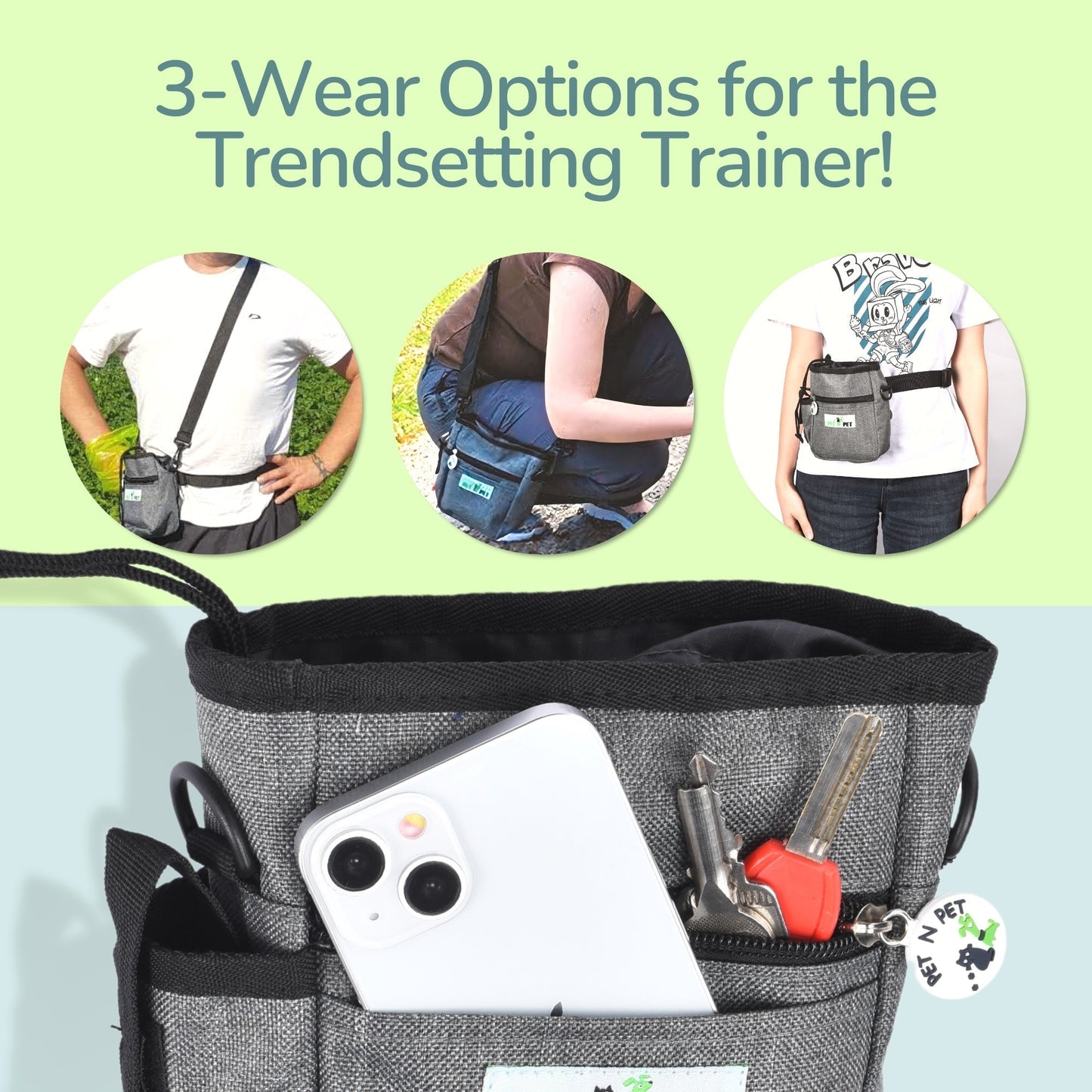 Dog Treat Pouch with 3 Rolls of Poop Bags