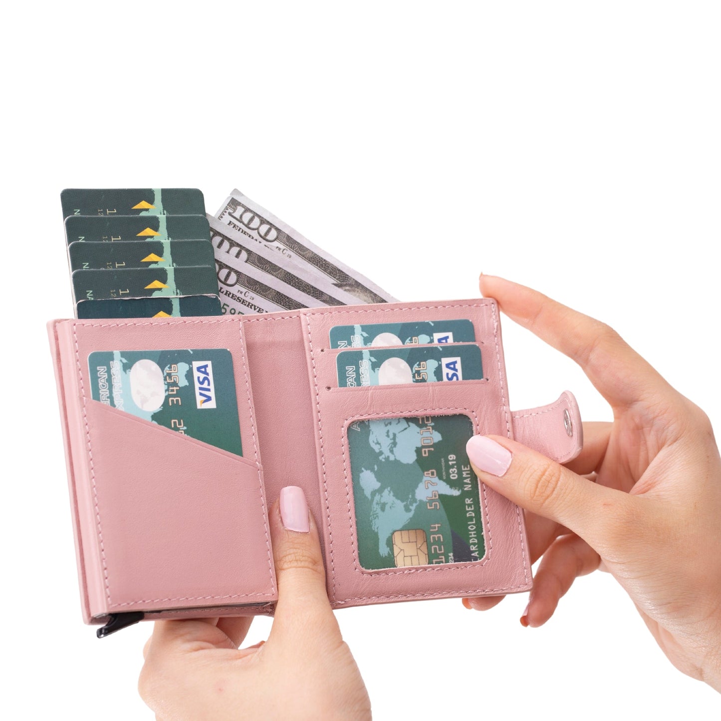 Douglas Genuine Leather Pop-Up Wallet with AirTag Slot - RFID Blocking Cardholder - Concordia Style Boutique