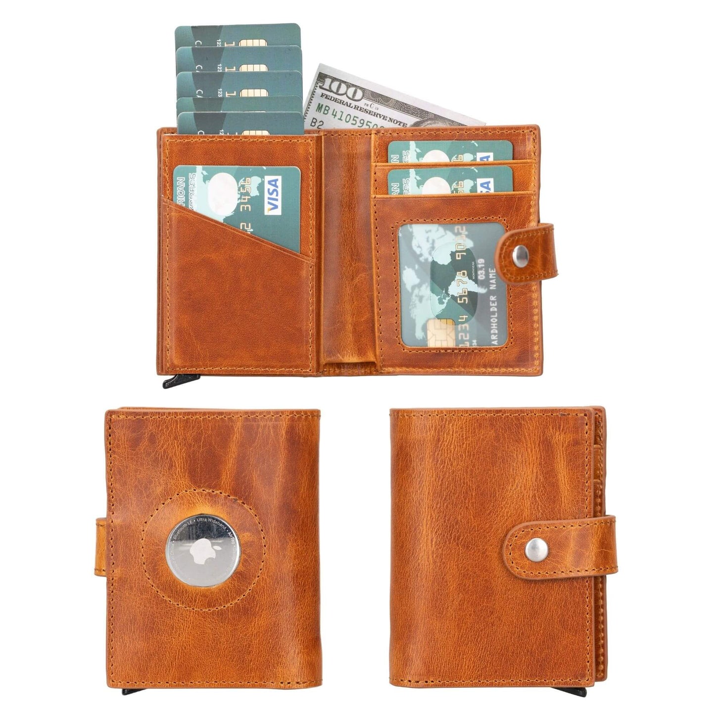 Douglas Genuine Leather Pop-Up Wallet with AirTag Slot - RFID Blocking Cardholder - Concordia Style Boutique