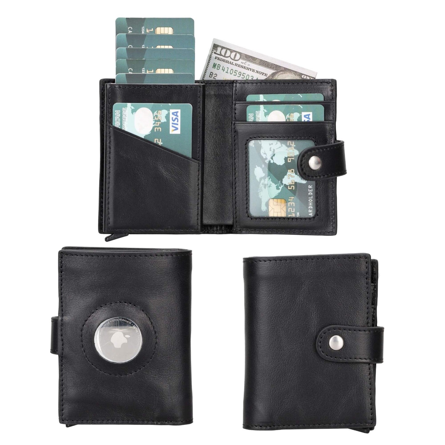Douglas Genuine Leather Pop-Up Wallet with AirTag Slot - RFID Blocking Cardholder - Concordia Style Boutique