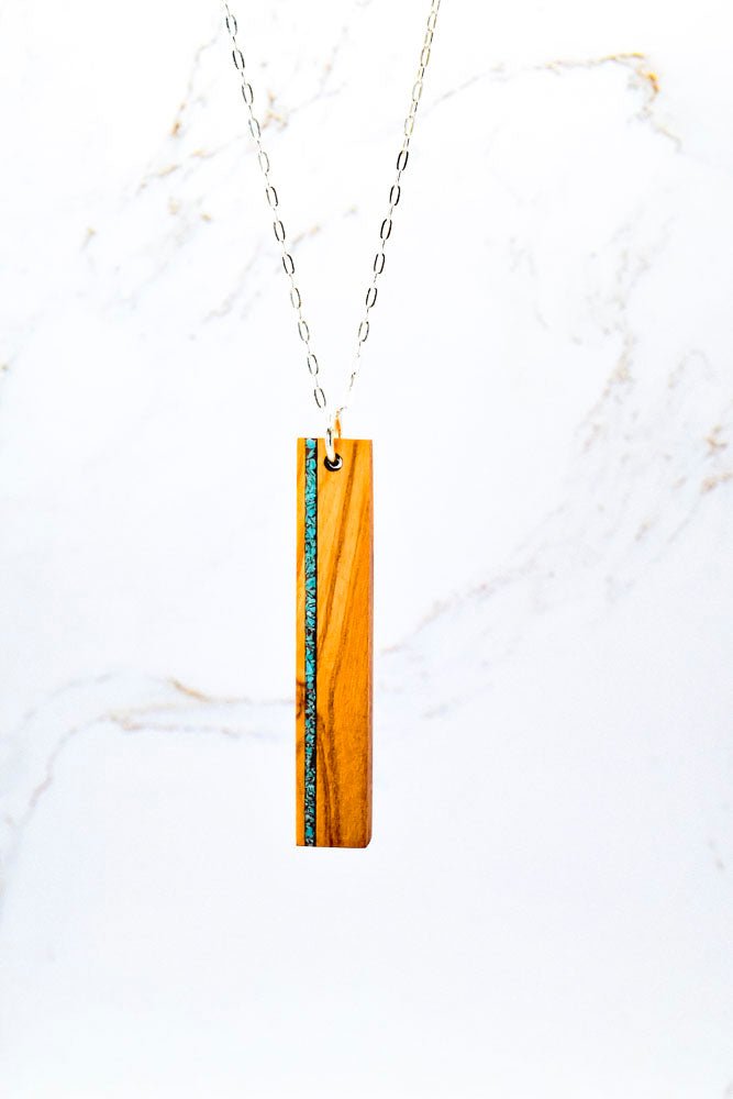Drop Stone Inlay Bar Necklace - Concordia Style Boutique