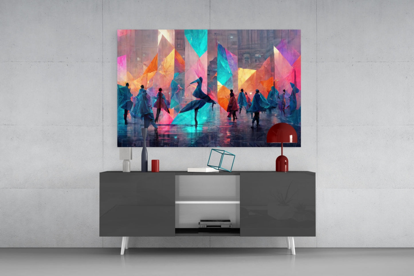 Cubic Walk Glass Wall Art || Designers Collection