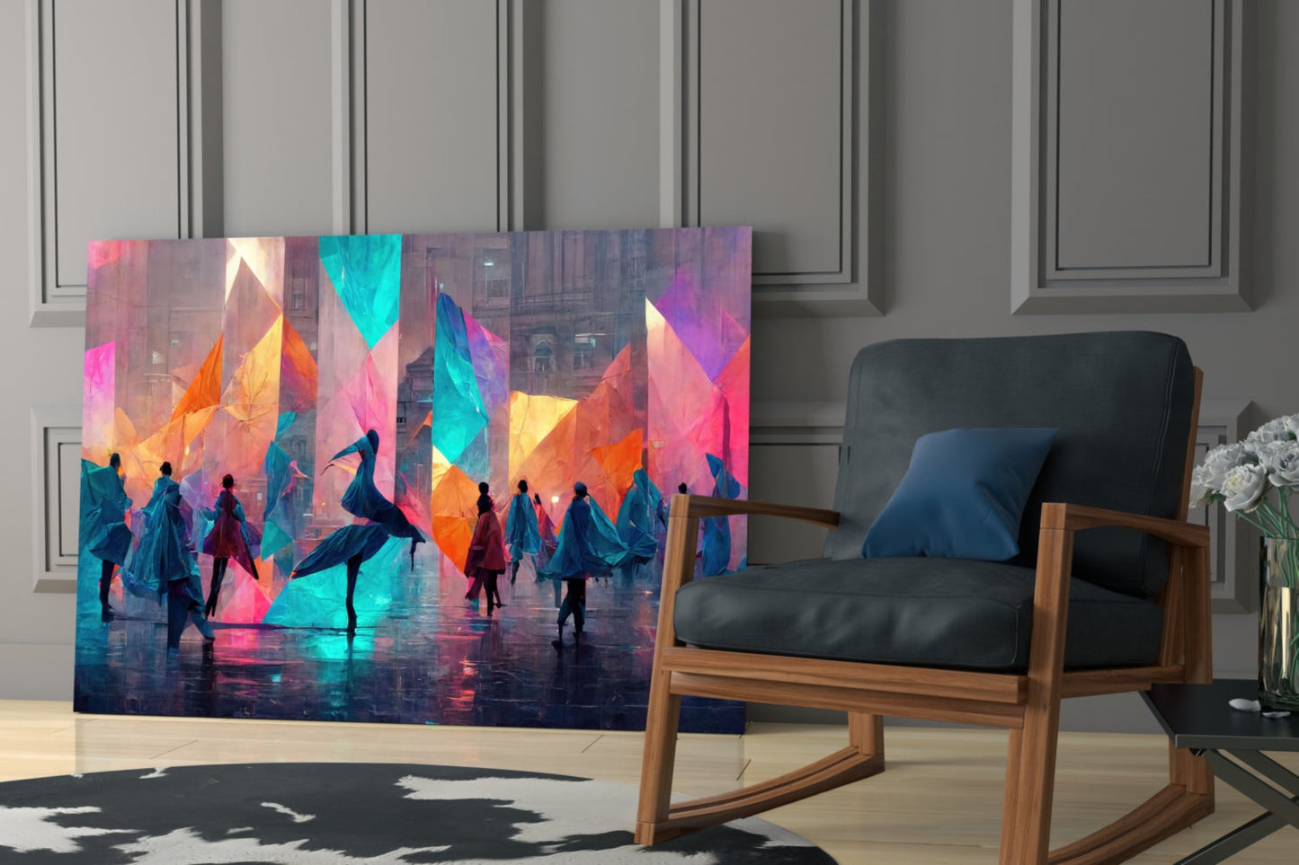 Cubic Walk Glass Wall Art || Designers Collection