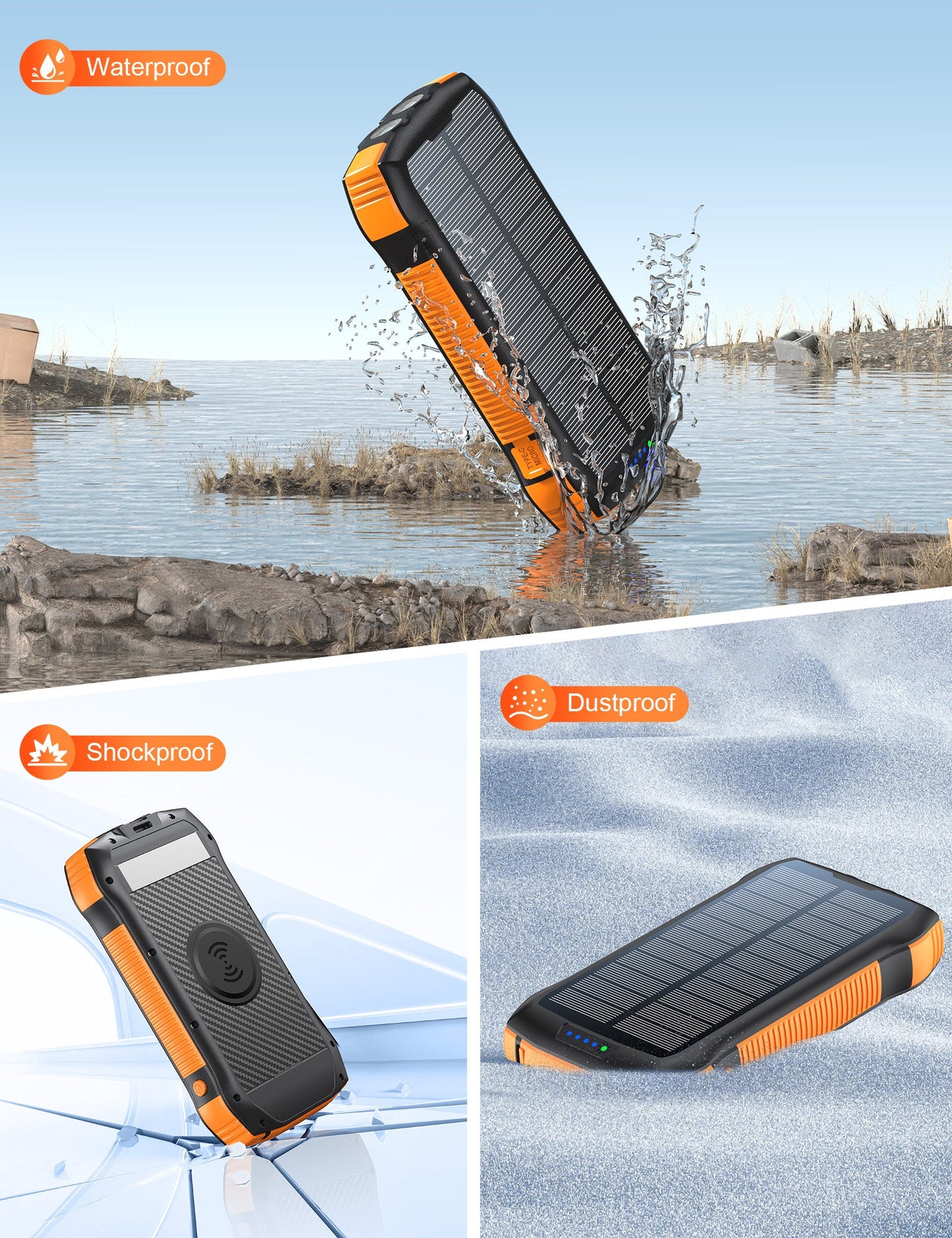 20000mAh Solar Power Bank