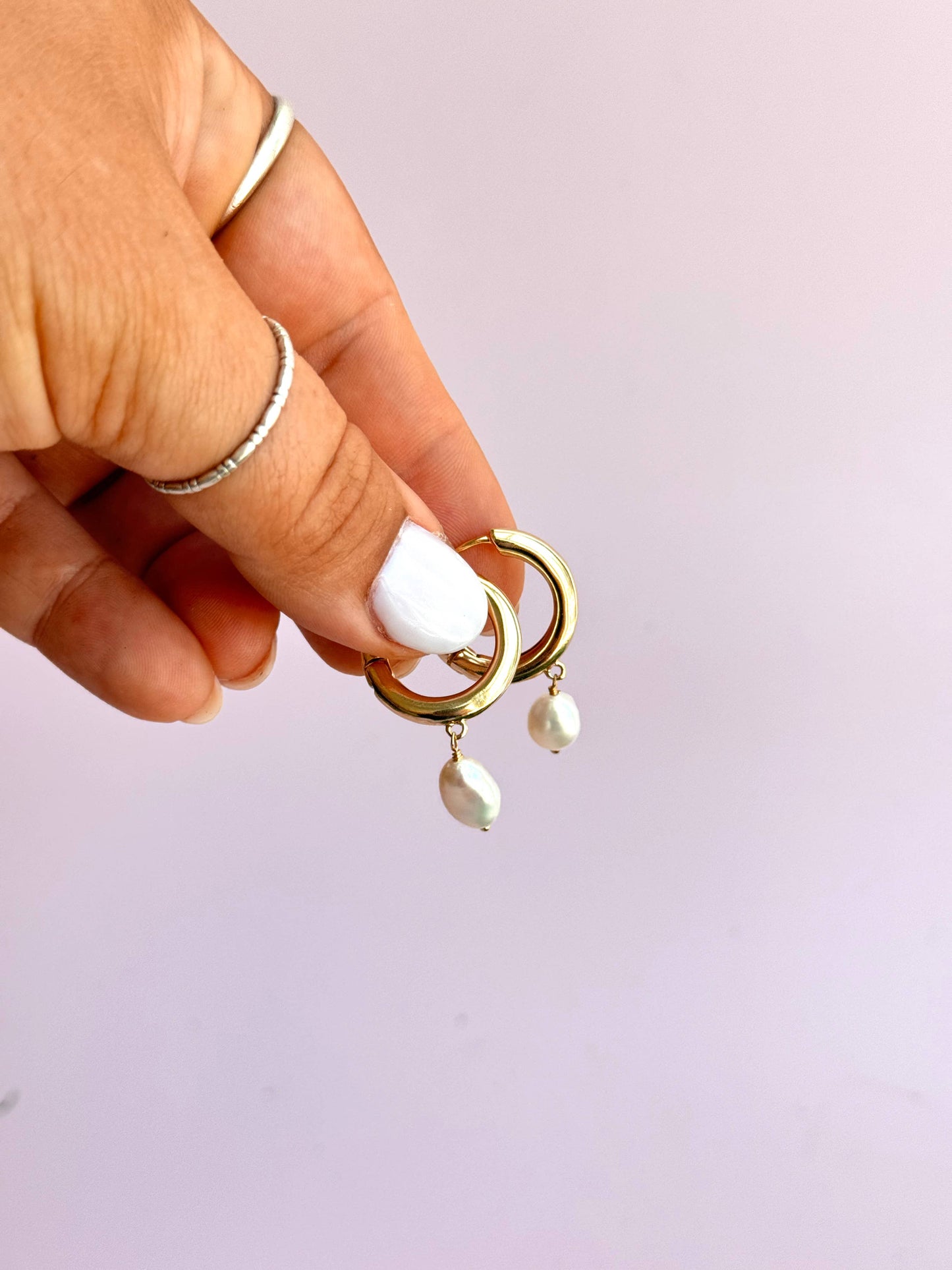 Chunky Pearl Hoops - Concordia Style Boutique