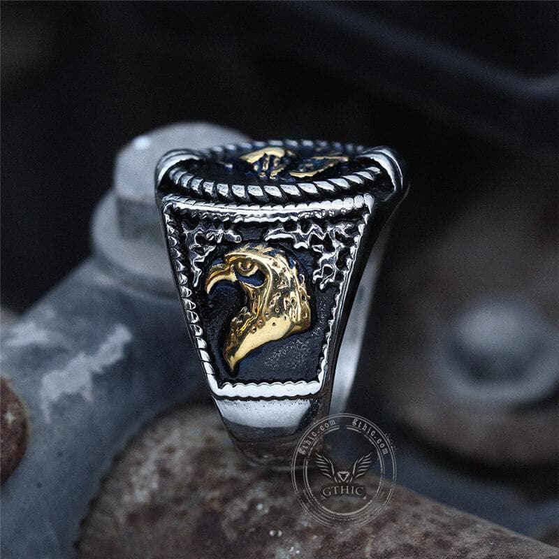 Eagle Globe Anchor Stainless Steel Marine Ring