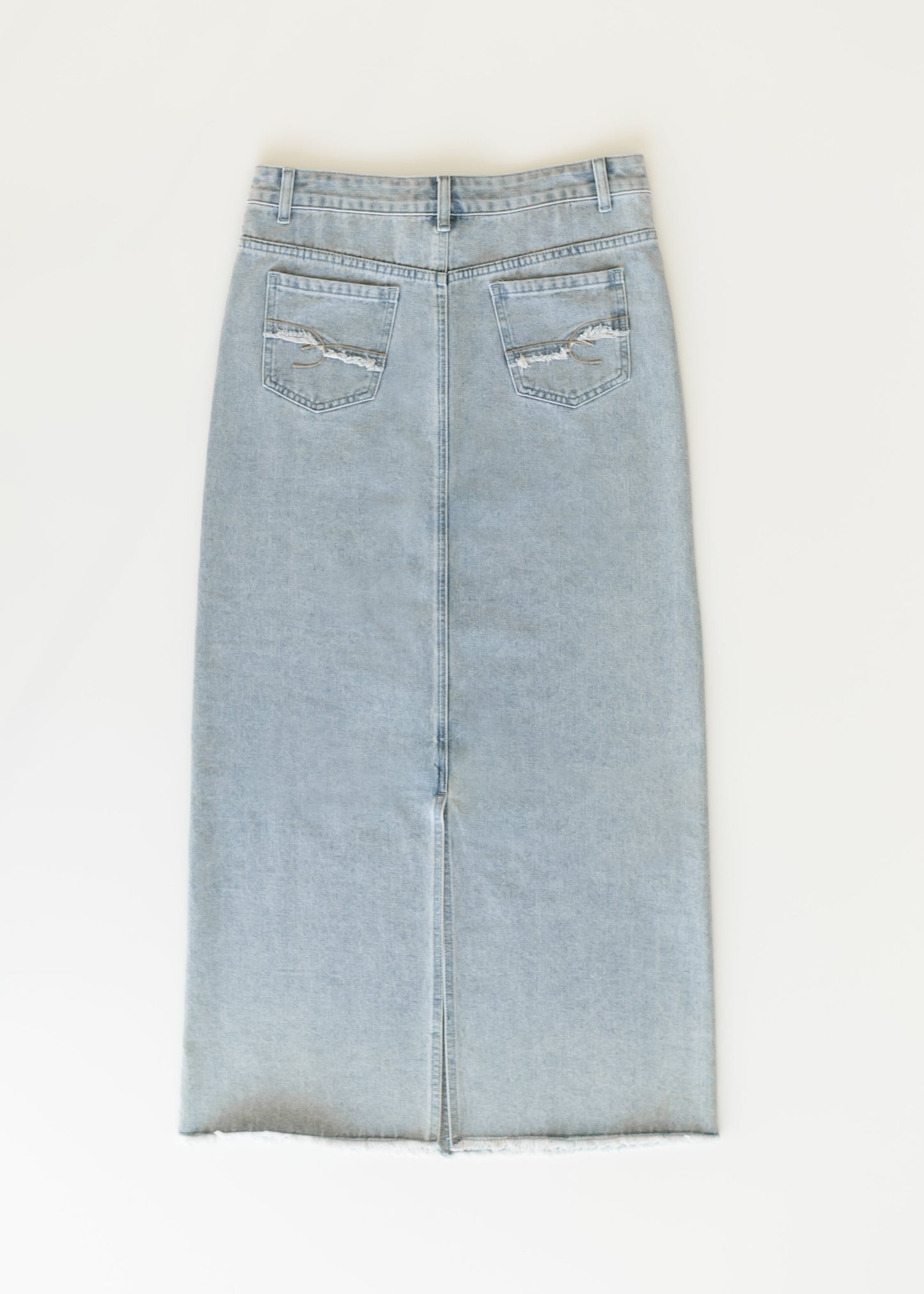 Elisha Light Wash Long Denim Skirt - Concordia Style Boutique