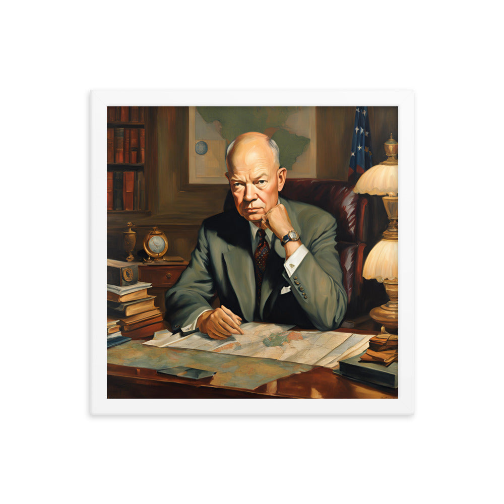 Dwight D. Eisenhower Portrait on Matte Paper Framed Poster - Concordia Style Boutique