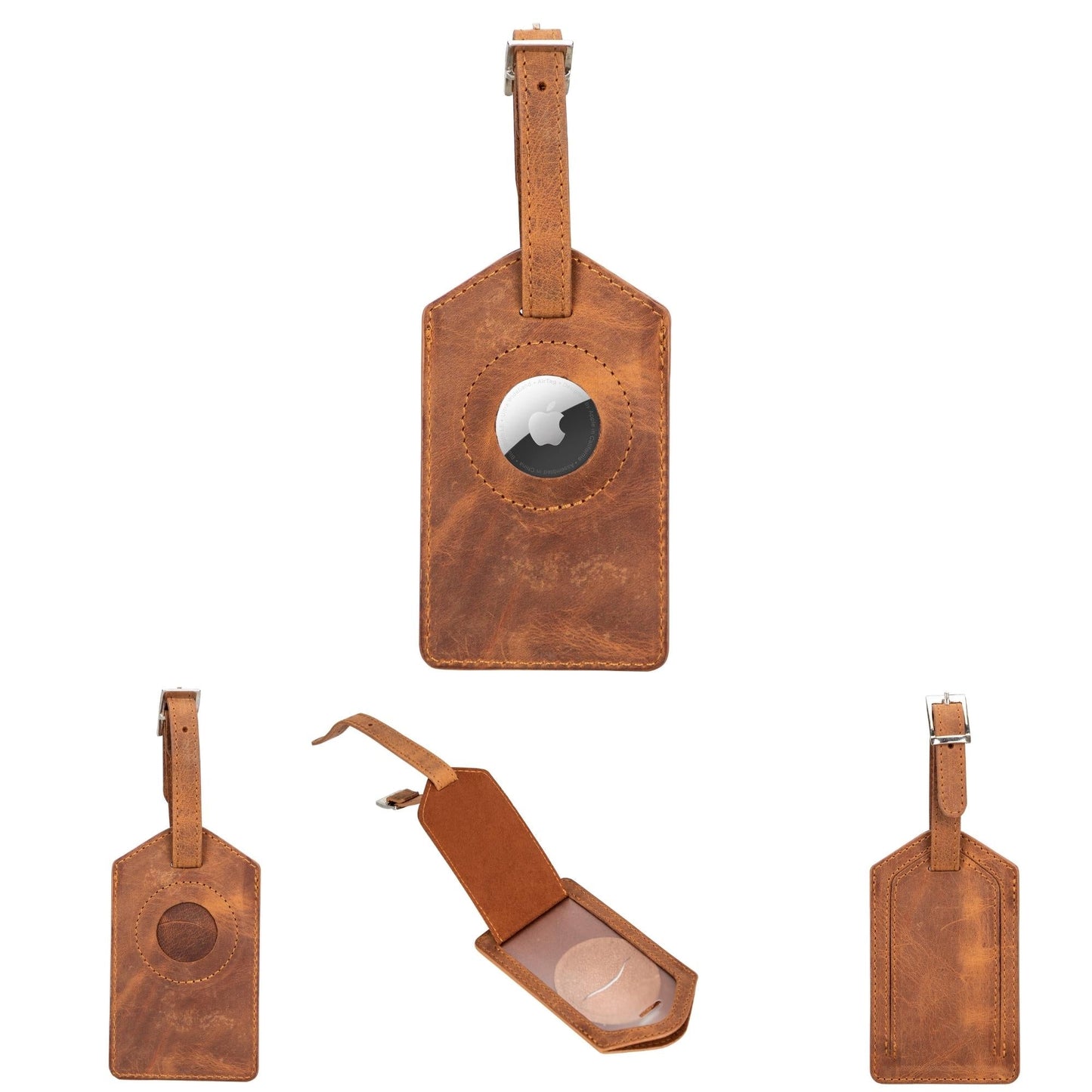 Estes Genuine Leather Luggage Tag with AirTag Slot - Concordia Style Boutique