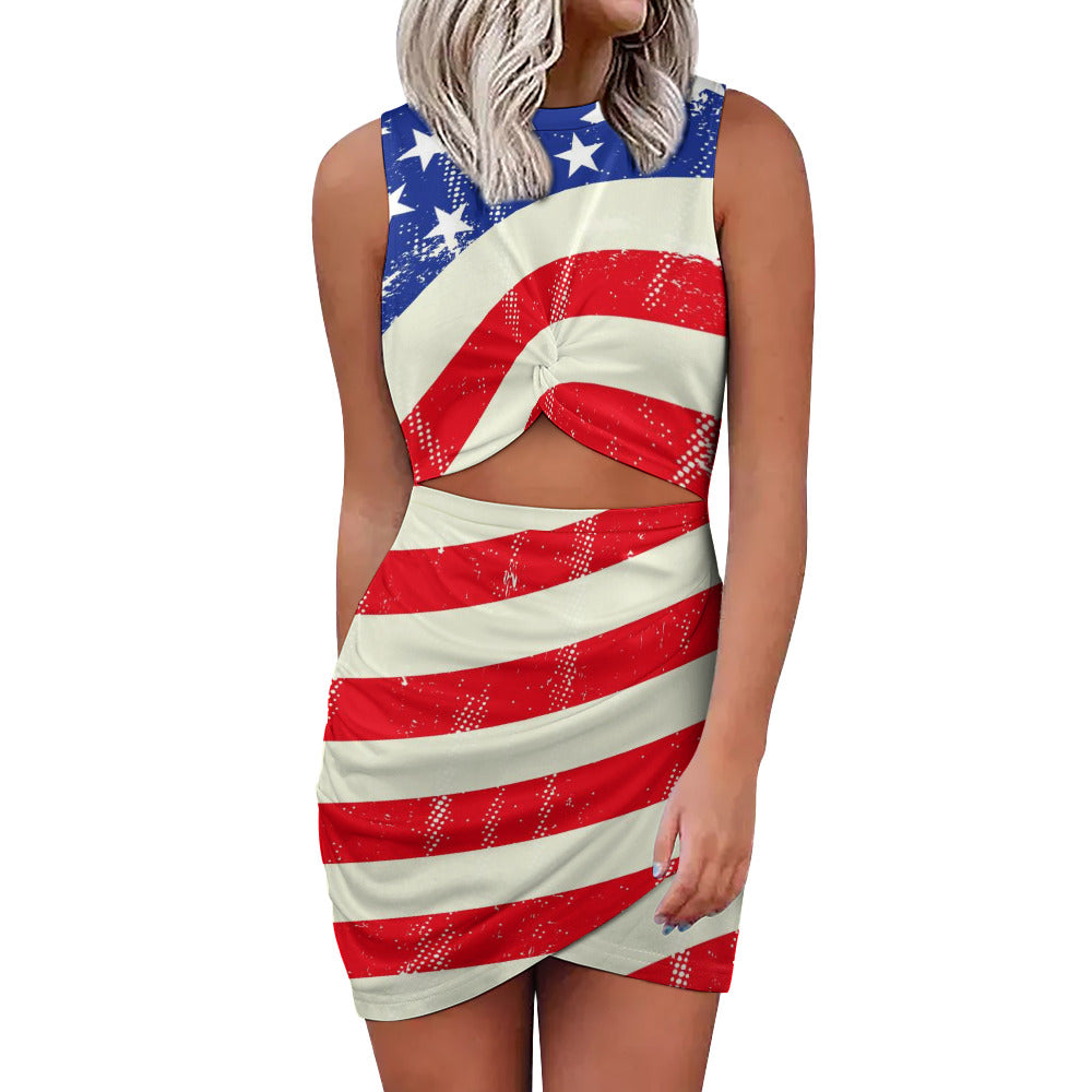 Navel-Baring Cross-Fit Hip Skirt - "Americana" - Premium Cross-Fit Hip Skirt from Concordia Style Boutique - Just $29.28! Shop now at Concordia Style Boutique