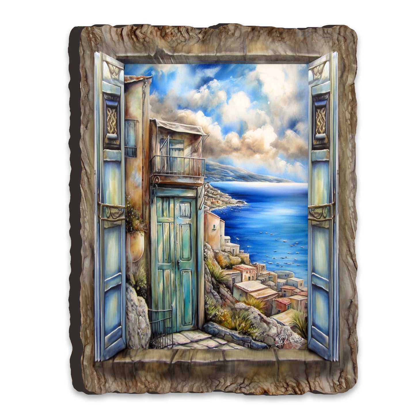 Coastal View Landscape Window Wall Art by G. DeBrekht Coastal Decor - 8492108W