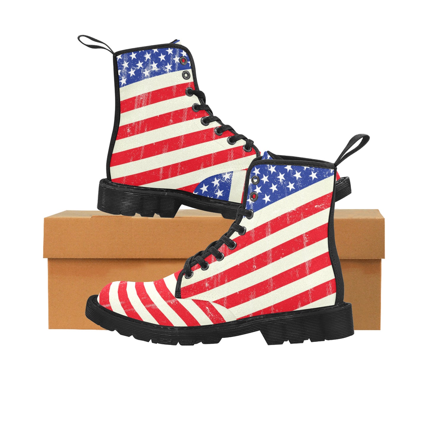 Women's Lace Up Canvas Boots - "Americana" - Premium Canvas Boots from Concordia Style Boutique - Just $77.28! Shop now at Concordia Style Boutique