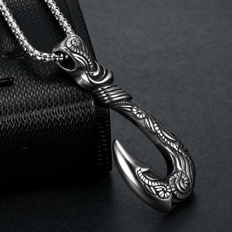 Vintage Stainless Steel Ocean Romance Fish Hook Titanium Steel Pendant - Premium Castor Oil from erDouckan - Just $8.74! Shop now at Concordia Style Boutique