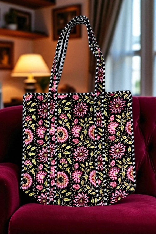 Midnight Garden Floral Tote Bag