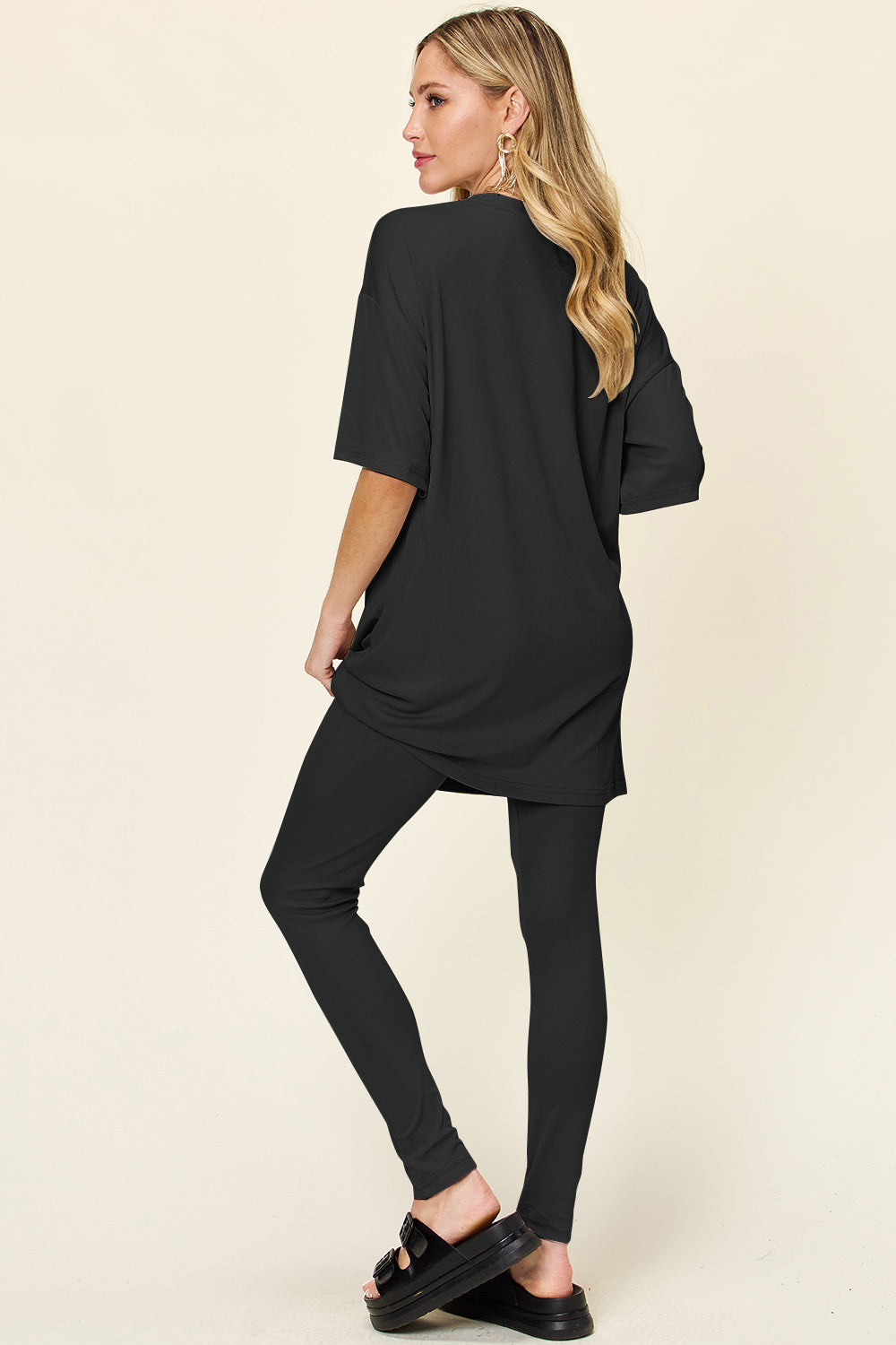 Double Take Full Size Round Neck Dropped Shoulder T-Shirt and Leggings Set - Premium dress from Concordia Style Boutique - Just $22! Shop now at Concordia Style Boutique