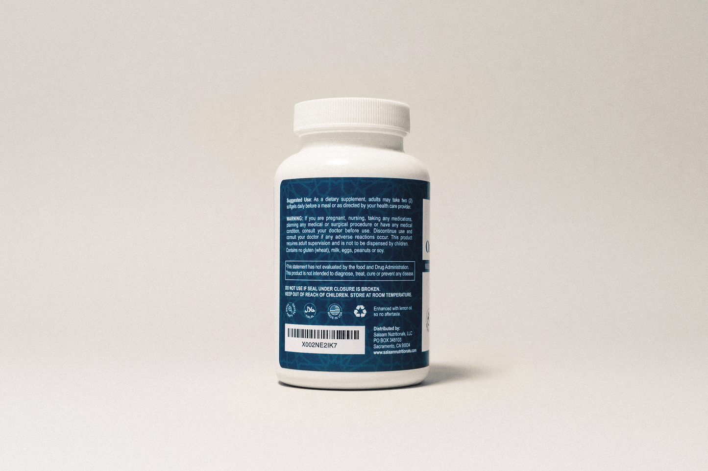 Halal Fish Oil 2000mg Omega-3 Soft Gels with EPA & DHA - 60 Count | Salaam Nutritionals - Concordia Style Boutique