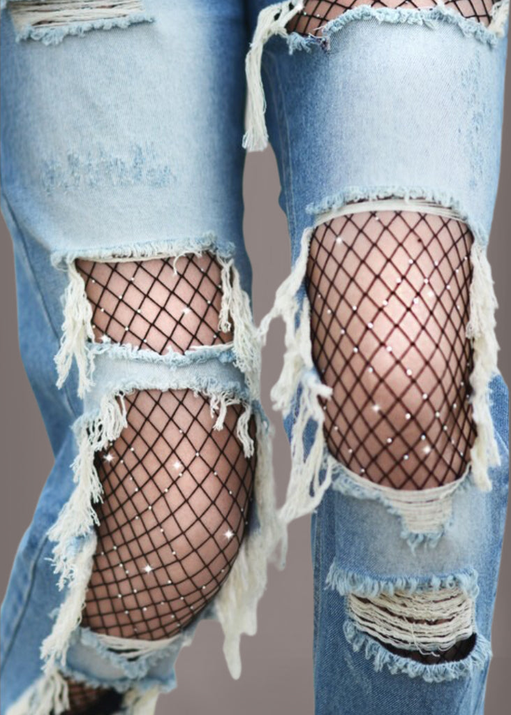 Crystal Black Fishnet Tights - Concordia Style Boutique