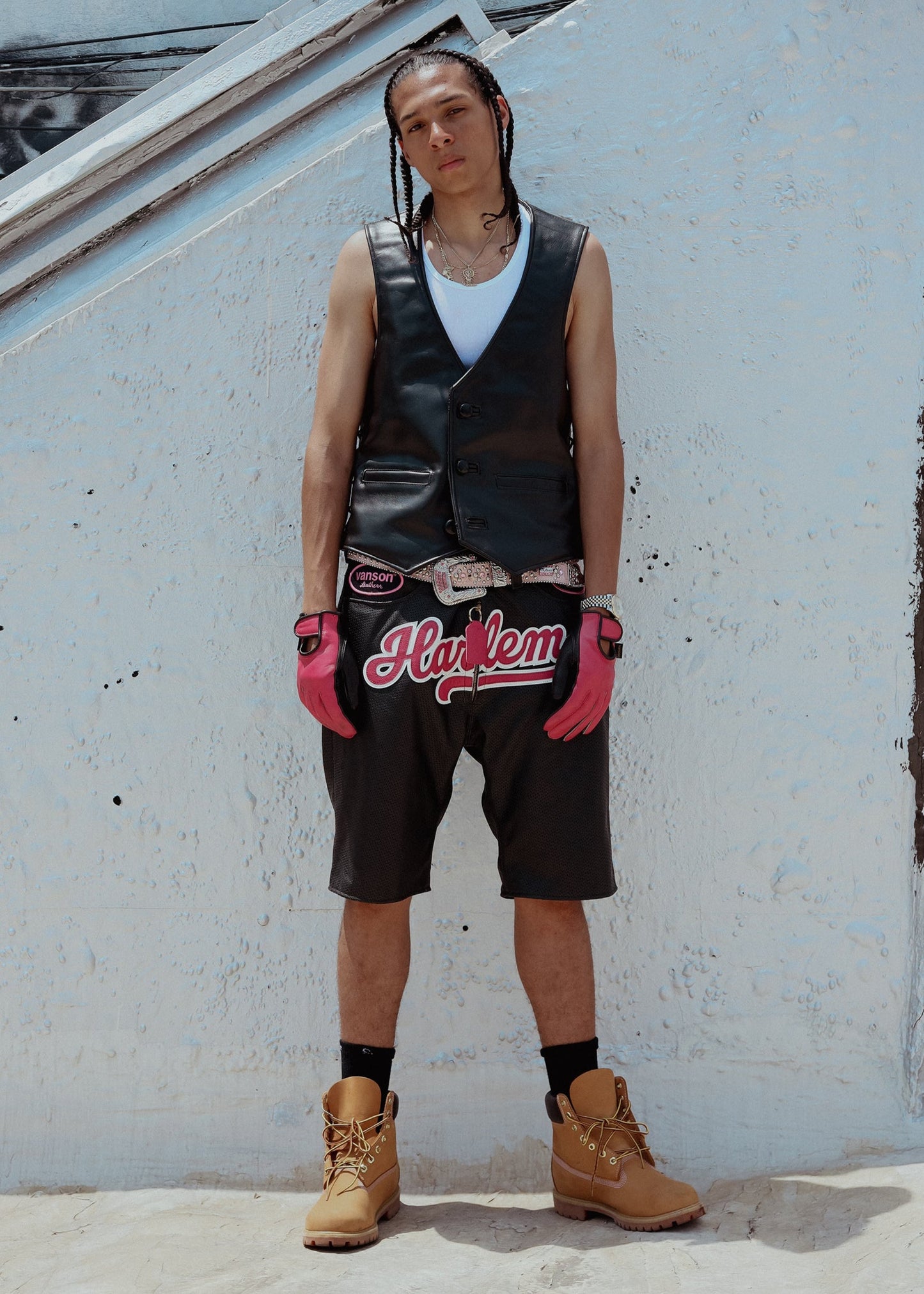 FLY GEENIUS X VANSON | LEATHER SHORTS | HARLEM - BLACK/FUCHSIA