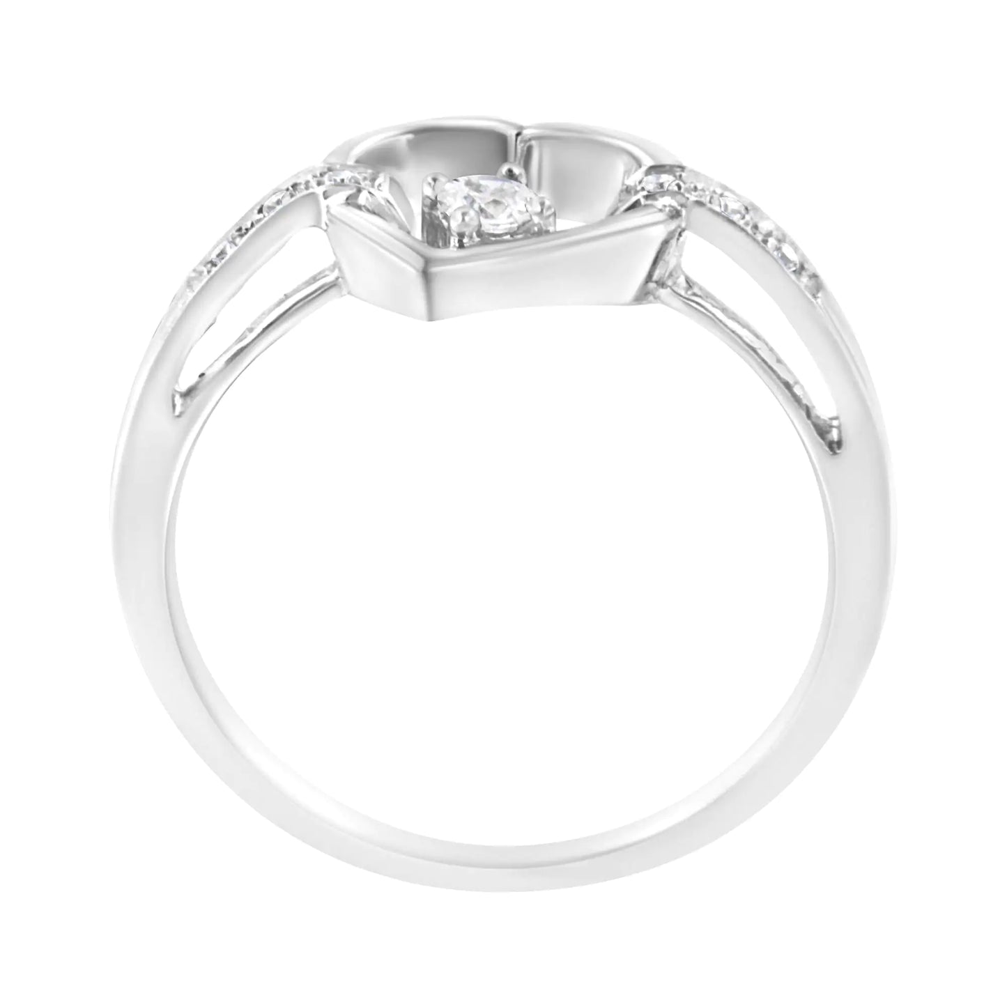 *1 Left* 14K White Gold 1/8 Cttw Channel Set Round-Cut Diamond Heart Ring (H-I Color, SI2-I1 Clarity) - Concordia Style Boutique