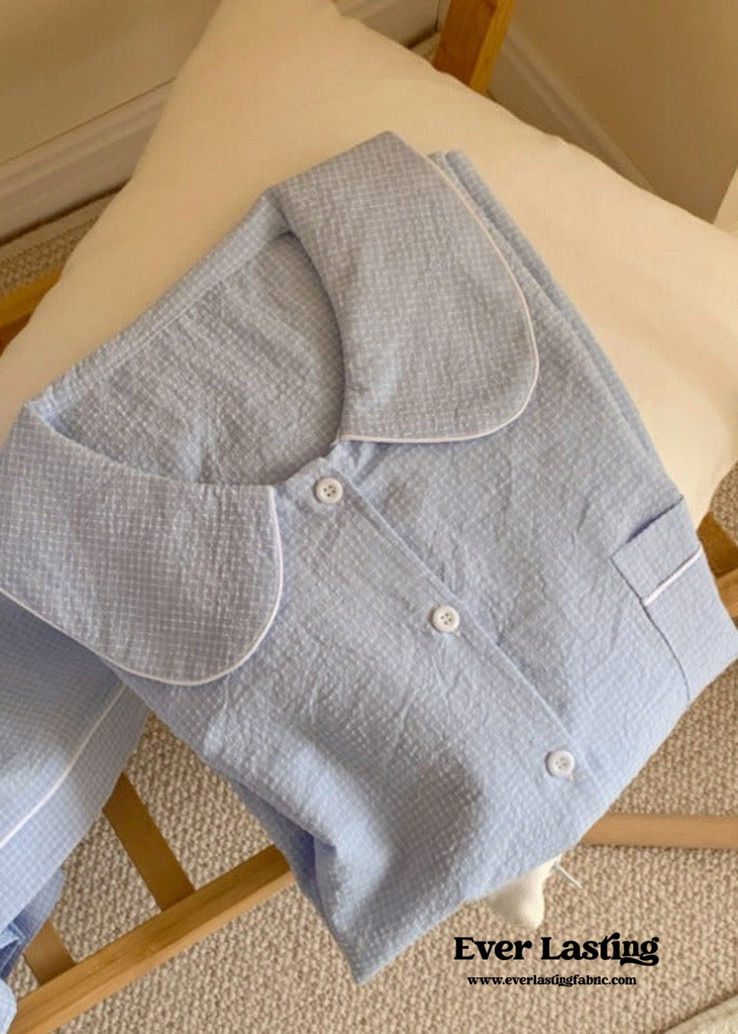 Gingham Blue Short Sleeves and Shorts Pajama Set