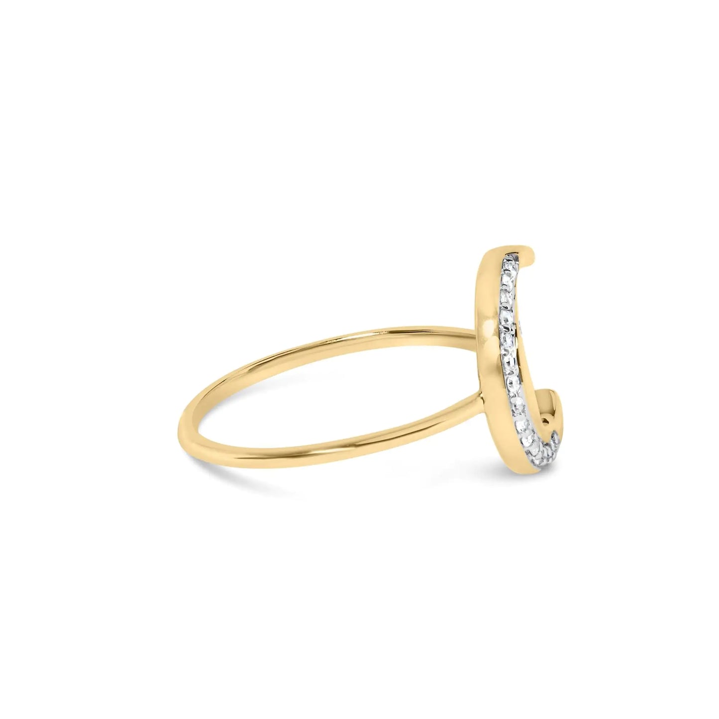 *2 Left* 10K Yellow Gold 1/10 Cttw Diamond Crescent Moon Ring (I-J Color, I1-I2 Clarity) - Concordia Style Boutique