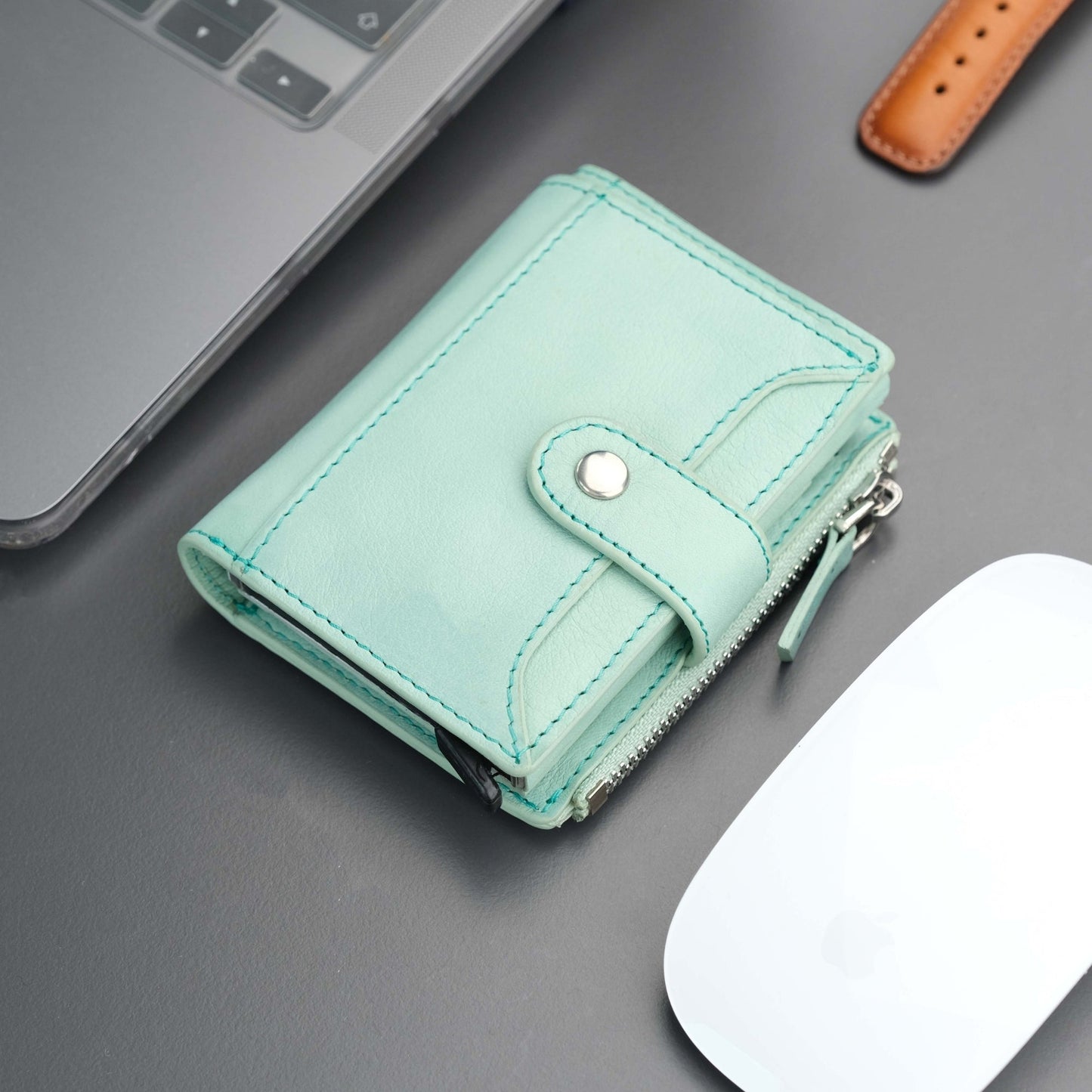 Glenrock Green Leather Pop-up Cardholder Wallet - Concordia Style Boutique